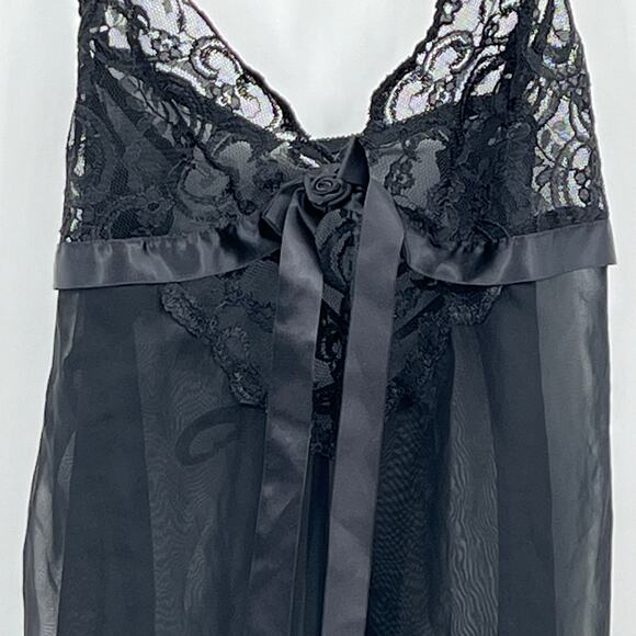 Vintage Movie Star Inc Black Lingerie Teddy Slip Medium - Picture 6 of 7